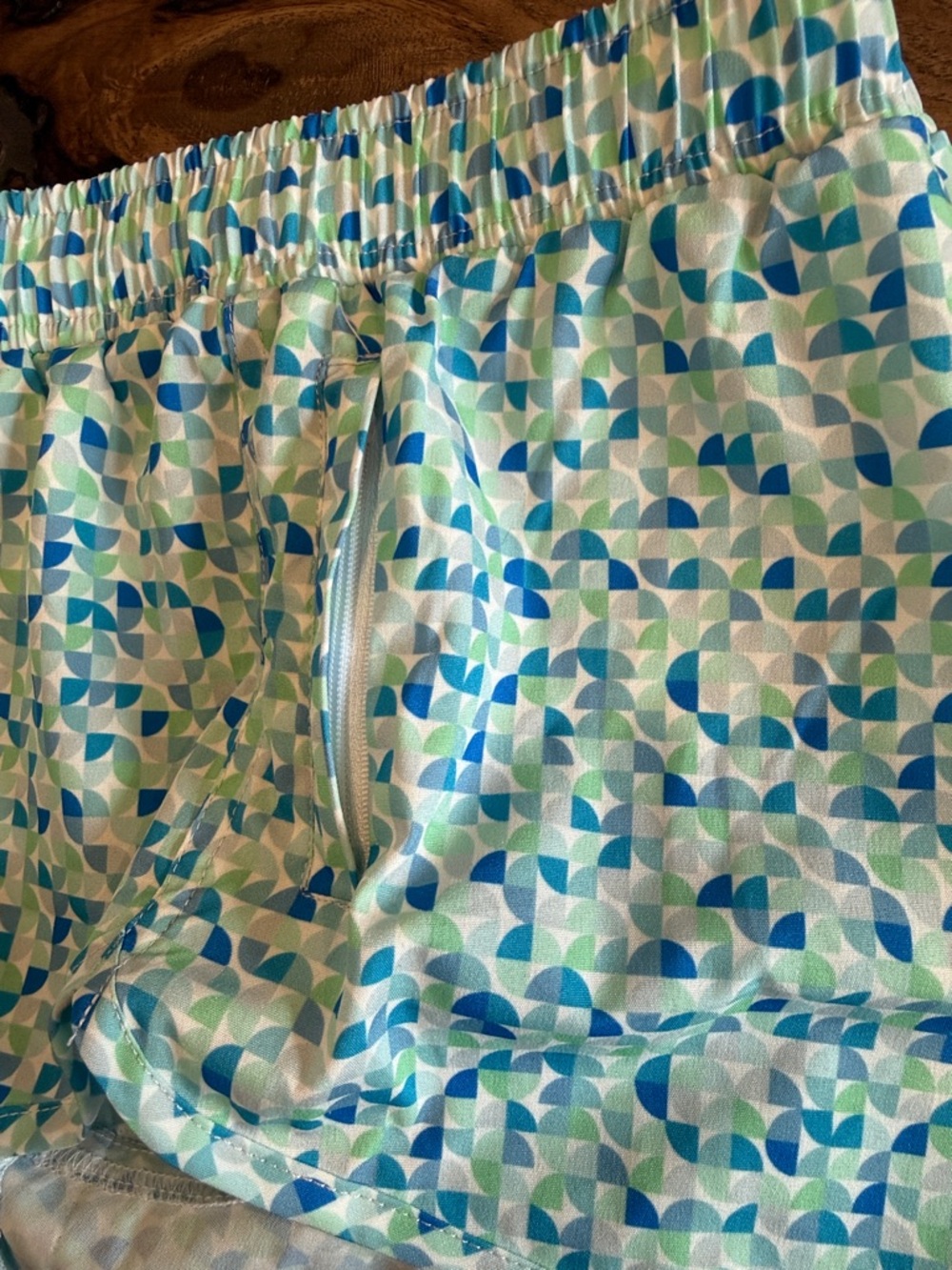Men's Blue Geometric Swim Trunks - Picture 4 of 6